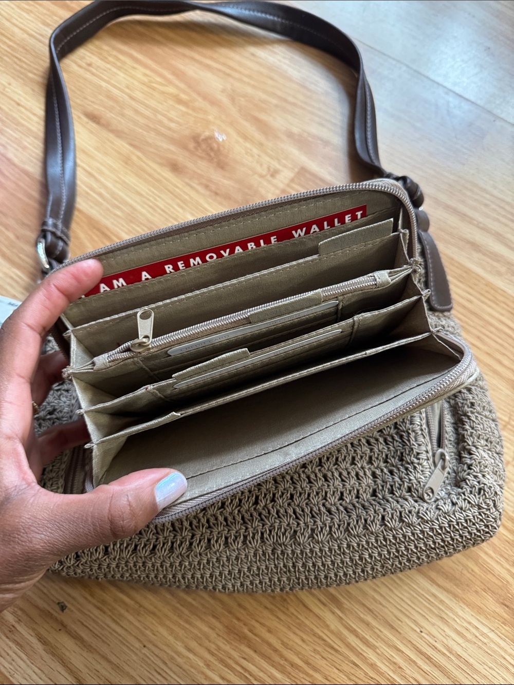 Rosetti Brown Crochet Shoulder Bag with Matching Wallet 🔅 - Picture 7 of 9